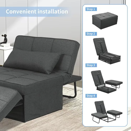 Miniatura 4 de Sofá cama plegable y multifuncional 4 en 1: otomana, cama para invitados moderna con silla reclinable ajustable para habitación pequeña o apartamento