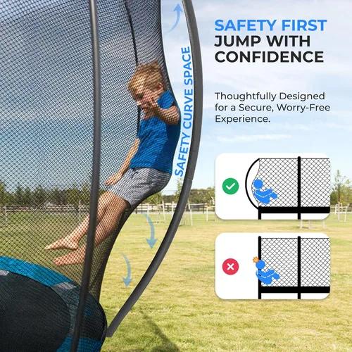 Miniatura 2 de SereneLife Trampoline Outdoor 8FT 10FT 12FT 14FT with Enclosure Net, Ladder and Anti-Rust Coating - ASTM Approved Recreational Trampolines - Heavy