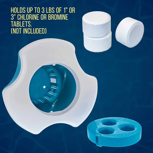 Miniatura 5 de U.S. Pool Supply Dispensador de cloro flotante grande para piscina con termómetro de 120 ° F, 7 pulgadas de diámetro, capacidad para tabletas de 3