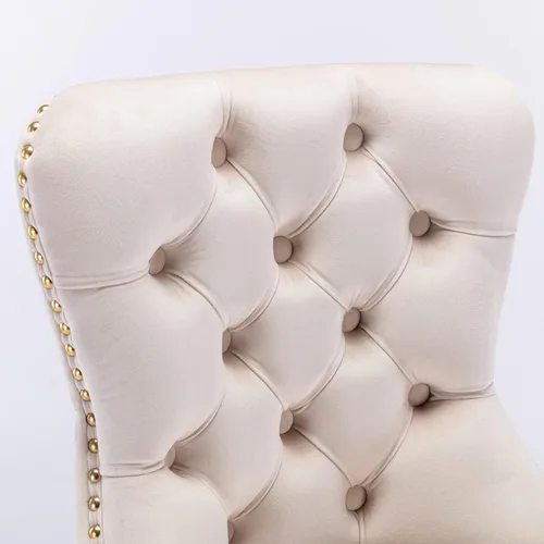 Miniatura 9 de Taburete de bar giratorio con respaldo copetudo, taburetes de bar ajustables en altura de mostrador, ribete de cabeza de clavo, silla de bar Beige +