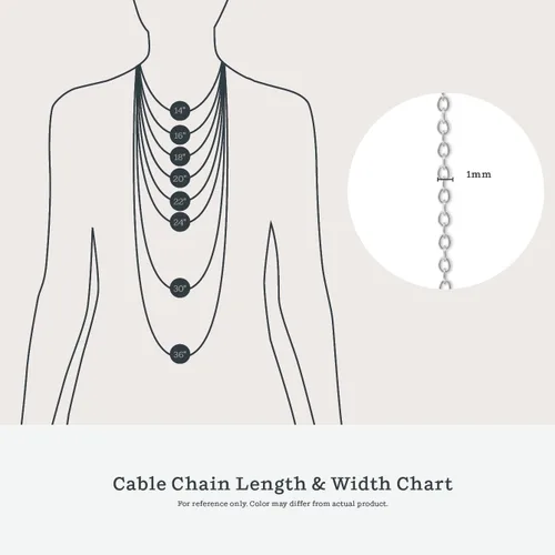 Miniatura 5 de KEZEF Cadena de plata de ley 925 Collar de cadena de cable de plata de 16 a 36 pulgadas de 0.051 in para mujer Cadenas de collar de plata, oro