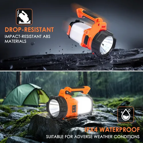 Miniatura 6 de BOBKID Linterna de campamento recargable con trípode, 6 modos, linterna LED de mano con 4000 lm, IPX4 impermeable reflector luz de trabajo