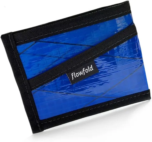 Miniatura 6 de Flowfold Billeteras de tela de vela reciclada, cartera con 3 bolsillos para tarjetas, billetera con bolsillo frontal, cartera delgada para tarjetas