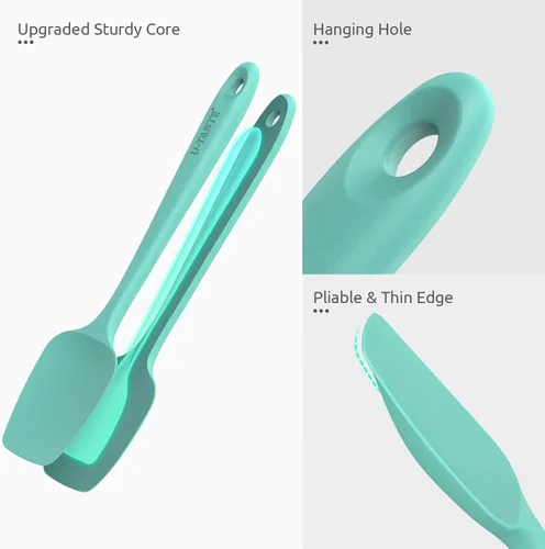 Miniatura 5 de U-Taste Juego de espátulas de cuchara de silicona, 600ºF de alta resistencia al calor, raspador de goma flexible de grado alimenticio, mezcla