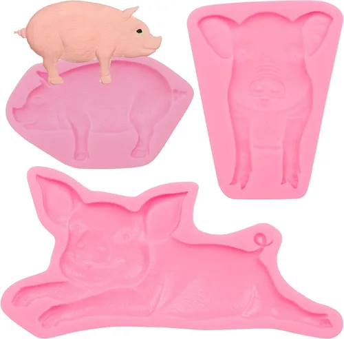 Miniatura 11 de Molde de silicona para ganado, moldes de chocolate de cerdo de gallo de granja, molde para hornear fondant de caballo para decoración de pasteles