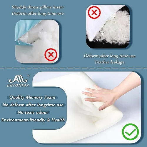 Miniatura 3 de AM AEROMAX 18x18 Inch Memory Foam Pillow Insert, Firm & Fluffy Square Throw Pillow for Couch and Bed, Premium Decorative Stuffer, Heavy Duty &