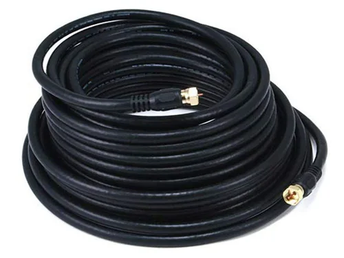 Miniatura 5 de Monoprice RG6 Quad Shield CL2 - Cable coaxial con conector tipo F para televisión, 1.5 pies Negro