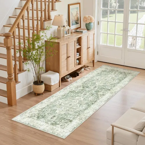 Miniatura 82 de Madane Tapete lavable de 2 x 10 pies para pasillo, cocina, recibidor, clásico, suave, antideslizante para interiores, casa de campo, baño, sala