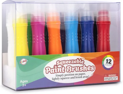 Miniatura 7 de 12 pinceles de pintura exprimibles de colores clásicos para niños, brocha de pintura al temple y colores divertidos surtidos para niños pequeños