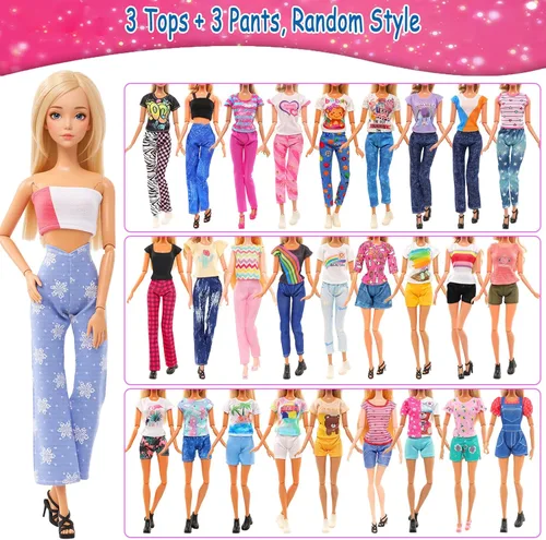 Miniatura 4 de Lote 15 artículos Barwa, 5 juegos moda casual ropa/trajes con 10 pares de zapatos para muñeca Barbie regalo de Navidad