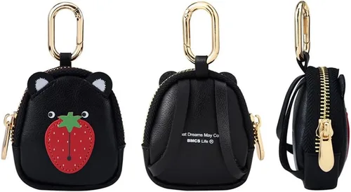 Miniatura 2 de Funda de piel sintética para AirPods, funda pequeña de transporte para auriculares, llaves, tarjeta de acceso, Airtag, monedas, mini mochila