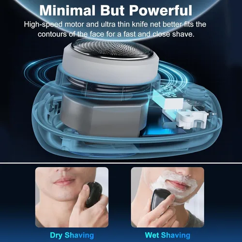 Miniatura 3 de Mini maquinilla de afeitar eléctrica portátil para hombre, repuesto giratorio, recargable por USB, húmedo y seco, impermeable para el hogar