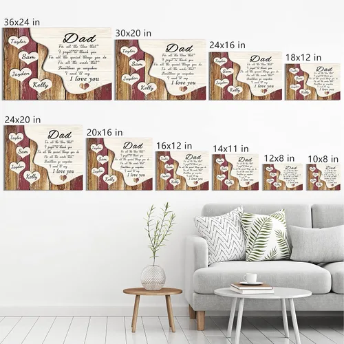 Miniatura 6 de Eternalart Regalos únicos para papá, abuelo, esposo de hija, hijo, esposa, impresiones en lienzo personalizadas con nombres de niños para padre