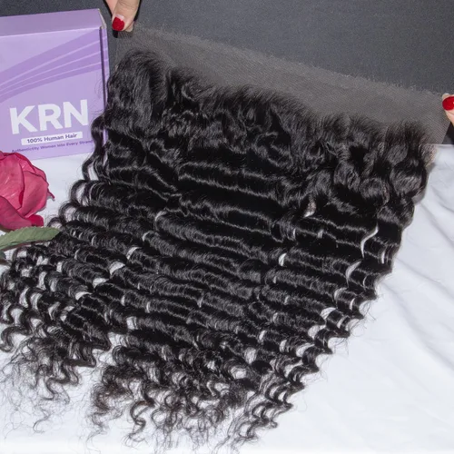Miniatura 29 de KRN 5x5 HD Cierre de encaje, 0.1mm Ultra-delgado Invisible Cierre de encaje HD Pequeño Nudo Único Pre-arrancado con Cabello de Bebé 12A Grado