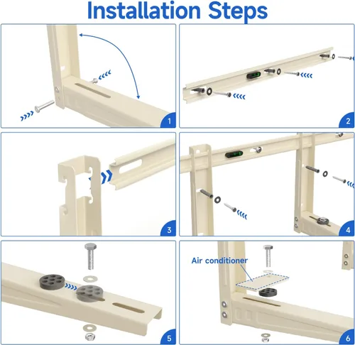 Miniatura 7 de Soporte de montaje en pared mini dividido: Soporte de montaje en pared de CA para 7000 a 12000 BTU exterior Minisplit Aire acondicionado sin