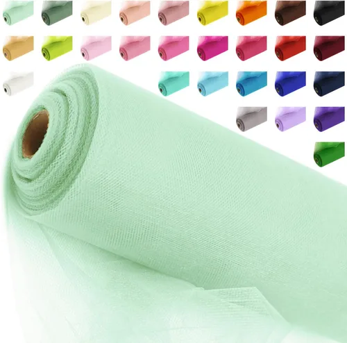 Miniatura 60 de Rollos de tela de tul, 54 pulgadas por 10 yardas (30 pies), cinta de tul para decoración de fiestas de boda, rollo de tela transparente en bobina