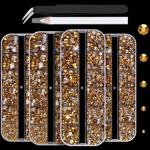 Miniatura 24 de 7000 diamantes de imitación de resina con pinzas para manualidades, diamantes de imitación de gelatina con parte trasera plana de 2/3/4/5/6mm, 4