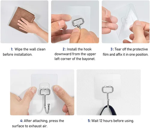 Miniatura 3 de Ganchos Adhesivos Grandes de 22 Libras (Máx.), Ganchos de Pared Impermeables y Resistentes al Óxido para Colgado de Servicio Pesado, Ganchos