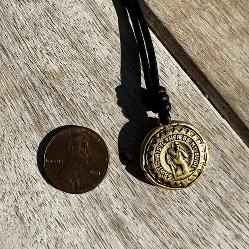 Miniatura 3 de Gold St Christopher Necklace - Mens Saint Pendant Travelers, Gift Religious Jewelry, Protection Medal, Men Silver Medallion, Women Gift to Husband