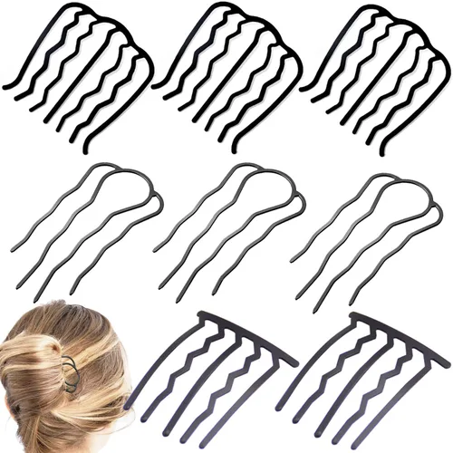 Miniatura 7 de 8 Piezas de Peines Laterales para el Cabello, Peines de Trenza Francesa de Metal, Pinza de Horquilla de Tenedor de Cabello con Dientes, Pinzas