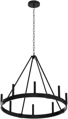 Miniatura 3 de Candelabro de 8 luces con rueda de carro, de 24 pulgadas, color negro, redondo, para comedor, moderna e industrial, isla de cocina, lámparas