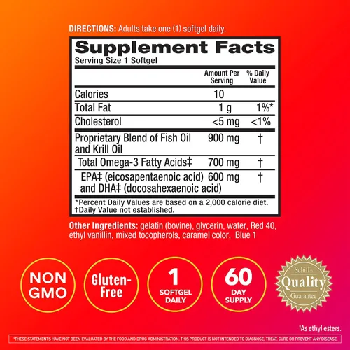 Miniatura 3 de Suplemento de aceite de pescado y kril Omega-3 Megared 900mg - MegaRed avanzado 4 en 1, 60 cápsulas blandas, 2 veces más Omega-3, suplemento
