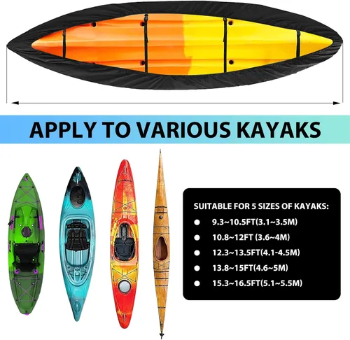 Miniatura 3 de Fundas impermeables para kayak de 10 a 16 pies para almacenamiento al aire libre, accesorios de cubierta de canoa, cubierta de lancha Oxford