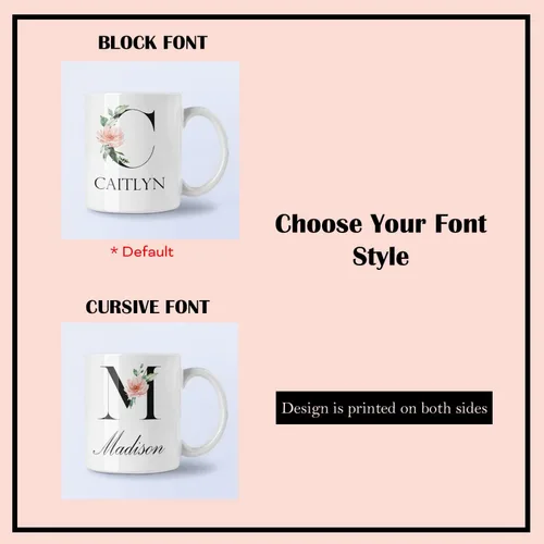 Miniatura 6 de Personalized Mug with Floral Inital and Name, Letters A-Z Coffee Mug for Bridesmaid Gift, Teachers Gift, Girls Trip Gift, Favors & More