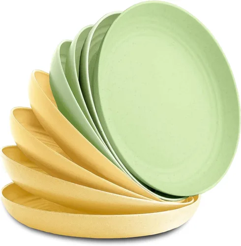 Miniatura 12 de Nook Theory Juego de 8 platos reutilizables de paja de trigo - Platos de cena no tóxicos y sin plástico para niños y adultos, plato ligero