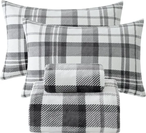 Miniatura 22 de Softan Sábanas de Vellón Tamaño Full, Suaves Como Franela, Sábanas de Felpa Cálidas y Esponjosas, Ropa de Cama de Microvellón Polar de Terciopelo