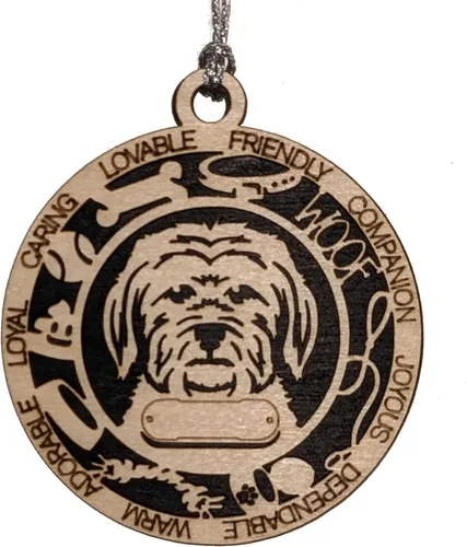 Miniatura 16 de Adorno de Navidad personalizado de madera para perro de 3 pulgadas, nombre y texto personalizables, hecho a mano en Estados Unidos, diseño de corte