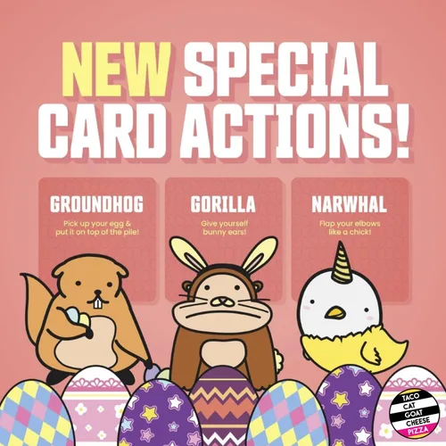 Miniatura 6 de Taco Cat Goat Cheese Pizza Edición Pascua Juego de cartas para noche de juegos familiares Relleno de cesta de Pascua sin dulces Rondas de 15