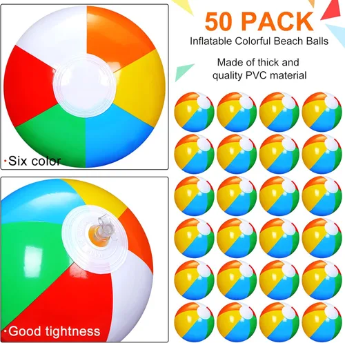 Miniatura 2 de Honoson Paquete de 50 mini bolas de playa para niños de 5 pulgadas, pequeñas bolas de playa inflables a granel para la piscina, regalos de fiesta