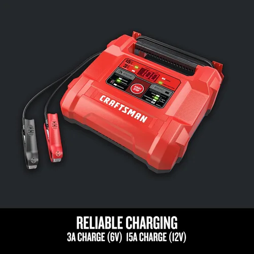 Miniatura 3 de CRAFTSMAN Cargador de batería de auto de 15A y mantenedor de batería, solución 4-en-1, para baterías de 6V/12V de deportes acuáticos, automotrices