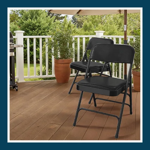Miniatura 12 de OEF Furnishings OEF1300 Series - Sillas plegables acolchadas de vinilo de alta calidad con soporte de triple soporte, capacidad de 500 libras, Negro
