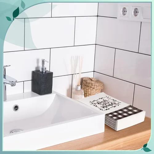 Miniatura 4 de 200 servilletas desechables para invitados, toallas de mano de papel para baño, toallas de papel en blanco y negro, decoración de casa de campo
