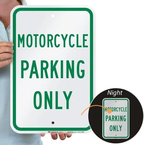 Miniatura 2 de SmartSign Letrero "Solo estacionamiento de motocicletas" 12 x 18 pulgadas 3M de aluminio reflectante de grado de ingeniero