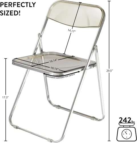 Miniatura 3 de Urban Lifestyle Silla plegable moderna de acrílico transparente con marco cromado, negro