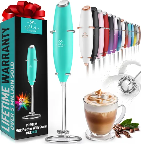 Miniatura 251 de Zulay Milk Boss Espumador de leche potente manual, hace espuma para latte, batidor para mezclar bebidas, café, miniespumador para capuchino, frappé