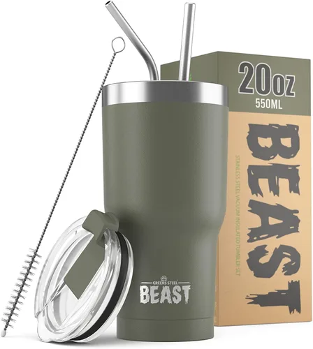 Miniatura 42 de Beast Vaso Térmico de 30 oz de Acero Inoxidable con Aislamiento al Vacío para Café y Hielo de Doble Pared Termo de Viaje (Rojo Arándano)