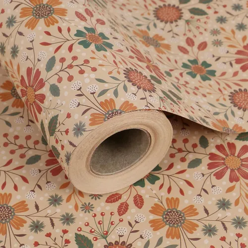 Miniatura 15 de Aimyoo - Rollo de papel de regalo floral kraft - Rollo jumbo - 30 pulgadas x 33 pies - Papel de regalo vintage con flores para todas las ocasiones