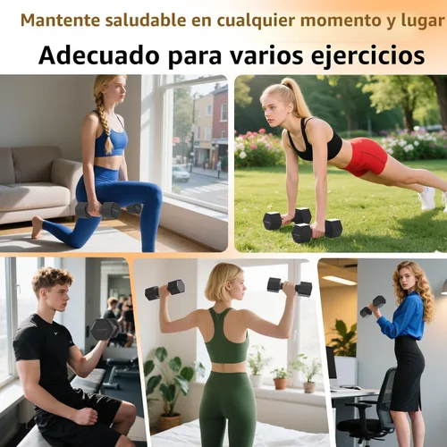 Miniatura 5 de Juego de 2 mancuernas ajustables, juego de mancuernas 4 en 1, pesas de mano para mujeres en casa, juego de mancuernas de 5 libras con mango cómodo