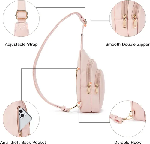 Miniatura 151 de Telena Riñonera pequeña para mujer, de cuero, cangureras, bolsa de pecho para mujer