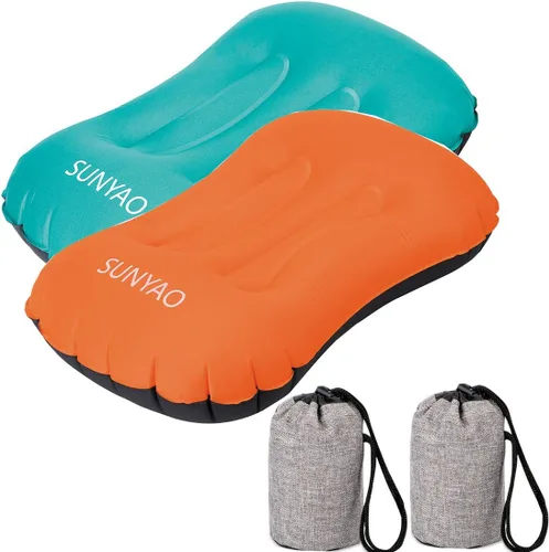 Miniatura 13 de Almohadas inflables ultraligeras para campamento: compresibles, compactas, inflables, cómodas, ergonómicas para soporte de cuello y lumbar mientras