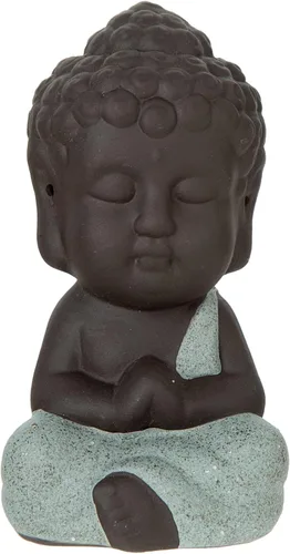 Miniatura 13 de FENGSHUI-CAISHEN Estatua de Little Buddha, figura de Buda bebé, arcilla hecha a mano para meditar decoración de escritorio zen para interiores Rojo
