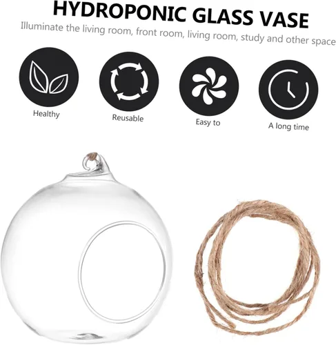 Miniatura 3 de BESTonZON 6 jarrones colgantes de terrario para plantas suculentas, macetas decorativas de interior, botellas ecológicas hidropónicas de vidrio