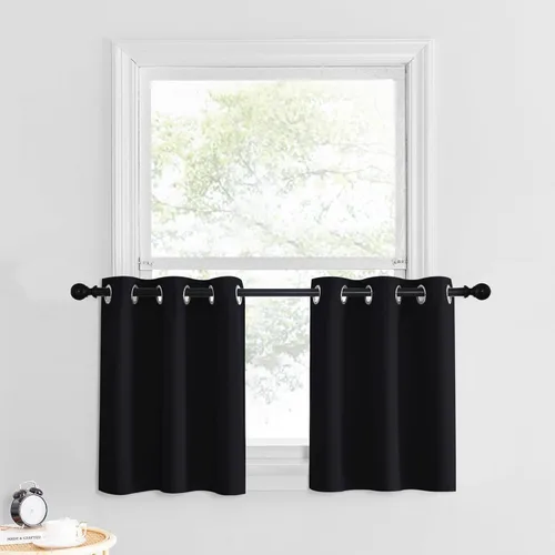 Miniatura 56 de NICETOWN Cortinas opacas de cocina para ventana sobre el fregadero, aislamiento térmico, decoración del hogar, pequeños niveles opacos con ojales