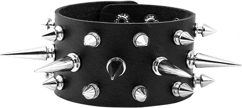 Miniatura 4 de Eigso Un par de pulseras punk clásicas de piel sintética SteamPunk para hombres y mujeres