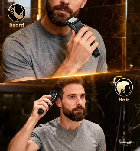 Miniatura 6 de Recortadora de barba para hombre, todo en uno, recortadora de bigote para hombres con 20 longitudes ajustables, cuchilla en T de acero inoxidable