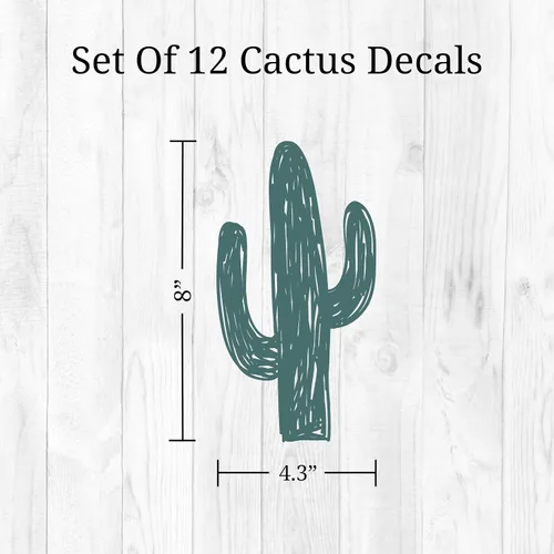 Miniatura 6 de Calcomanías de pared de cactus - Juego de 12 calcomanías de vinilo de 8 pulgadas para pared para guardería, dormitorio, cocina, aula, decoración